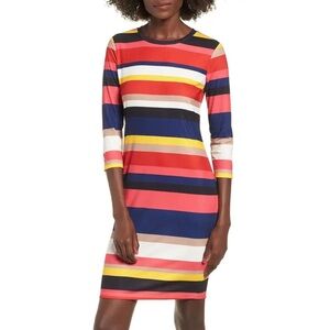 Socialite Rainbow Stripe Rib Knit Dress Size Medium 
Colorful Long Sleeve Dress